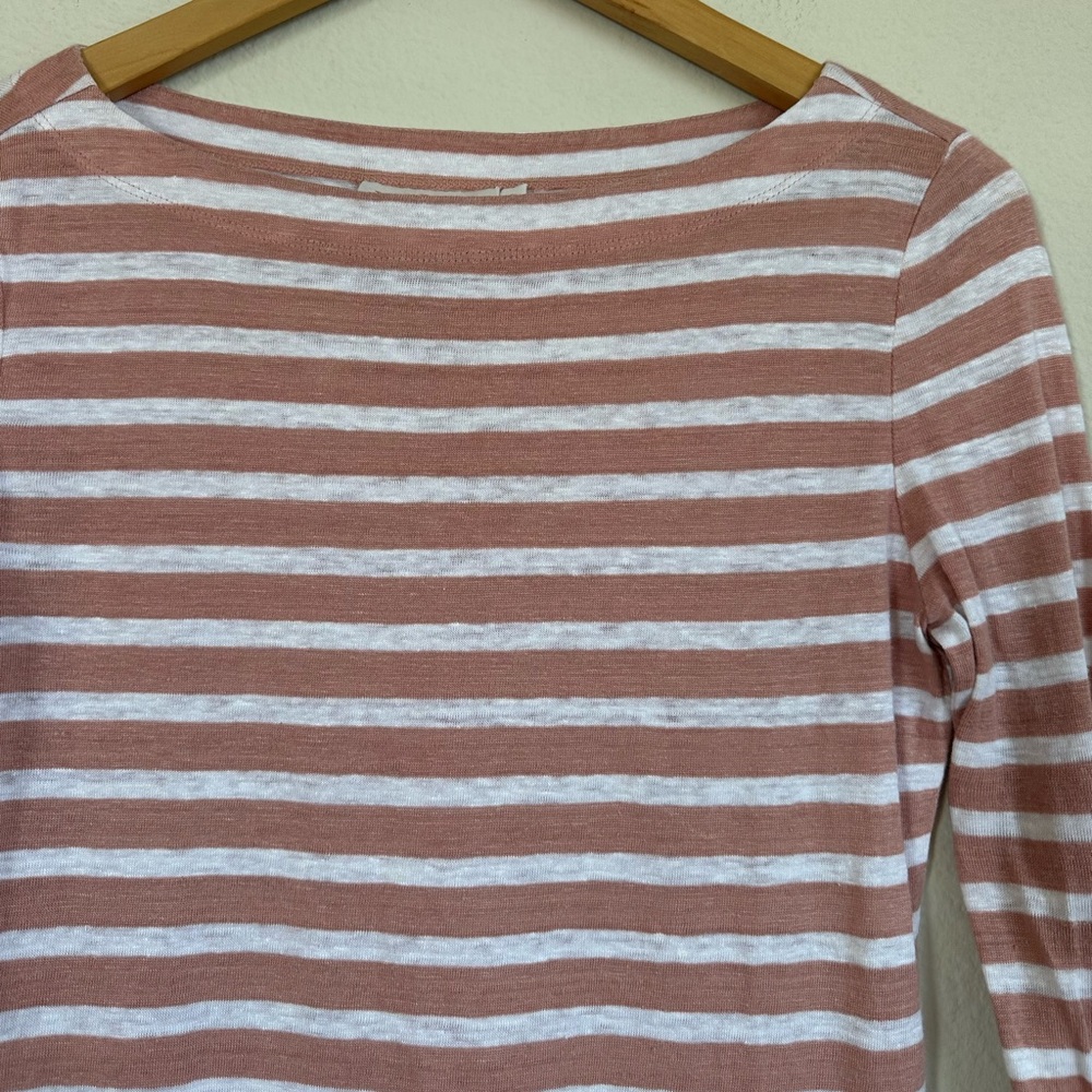 Tory Burch Linen Striped Boatneck Top - Picture 3 of 9